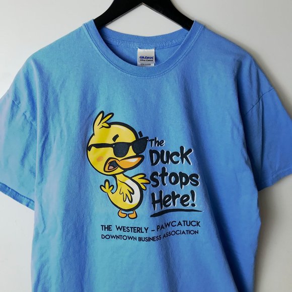 Duck Stops Here Westerly Pawcatuck T Shirt Adult Blue XL Extra Large Graphic Tee - Picture 5 of 14